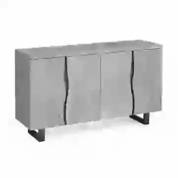 Industrial Style Grey Oak Large Sideboard with Feature Doors  & Angled Dark Metal Legs